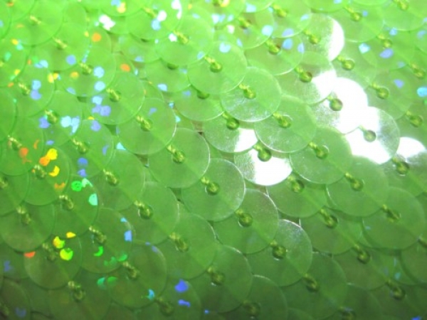 Paillettenband Neon Holo hellgrün einreihig 1